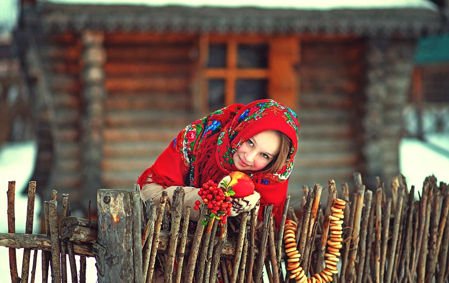 Sexy girl Women in Slavic costumes in Kunshan